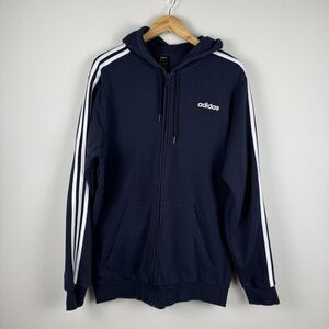 Adidas Men’s Essentials 3 Stripes FZ Fleece Full Zip Sweatshirt Size XLT Navy
